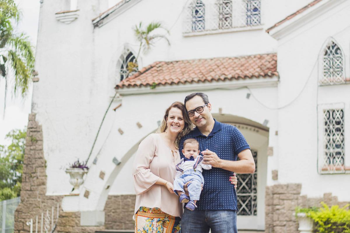 Family portrait on the church steps